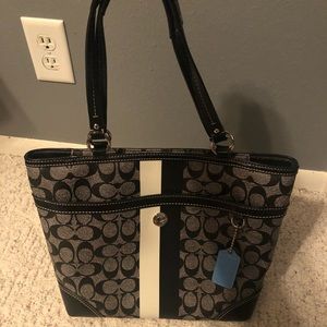 Coach black, gray, white purse